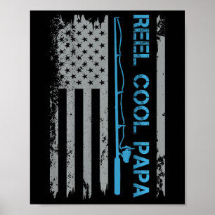 Manar Reel Coola Pappa Fiske i USA Flagga Patrioti Poster