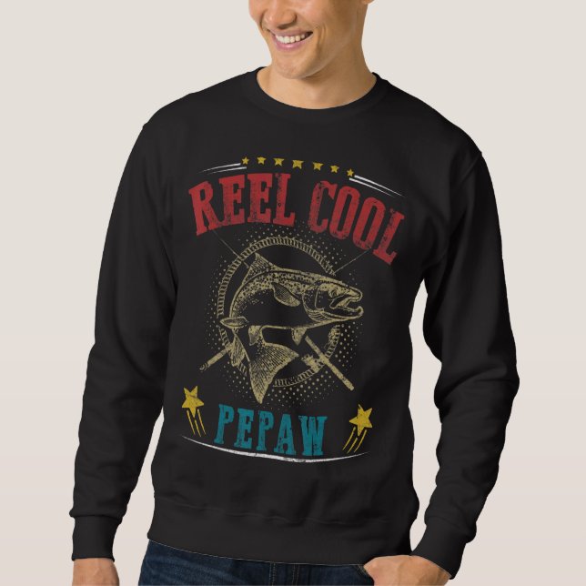 Manar Reel Coola Pepaw Fisherman Fars dag Fishin Lång Ärmad Tröja (Framsida)