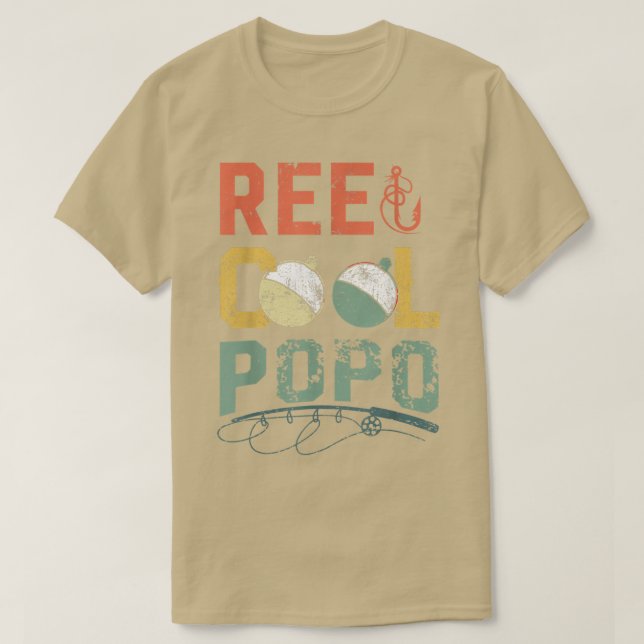 Manar Reel Coola Popo Fishs, Roligt Fars dag Fis T Shirt (Design framsida)