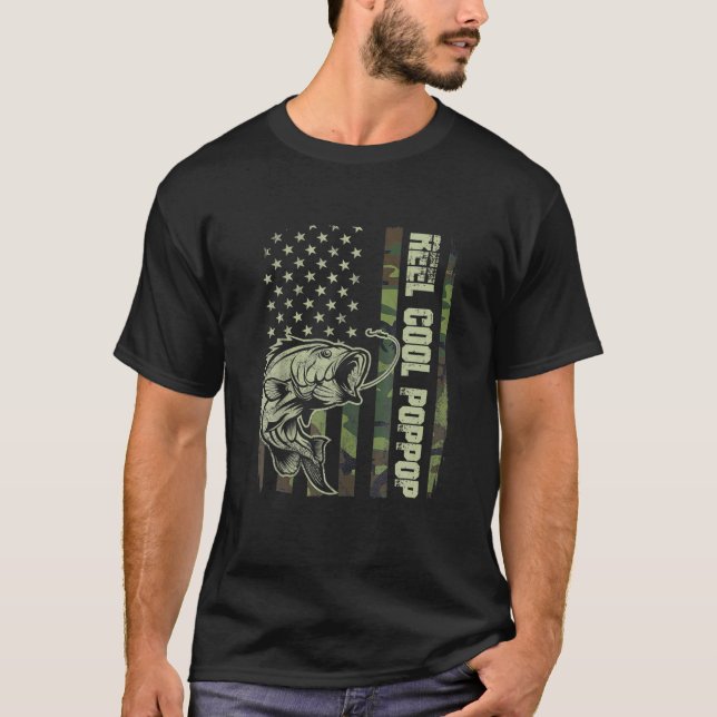 Manar Reel Coola Poppop Camouflage American Flagga T Shirt (Framsida)