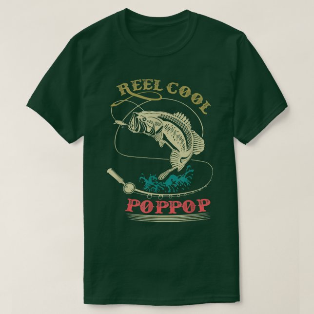 Manar Reel Coola PopPop Fishing s Funny Fisherman  T Shirt (Design framsida)