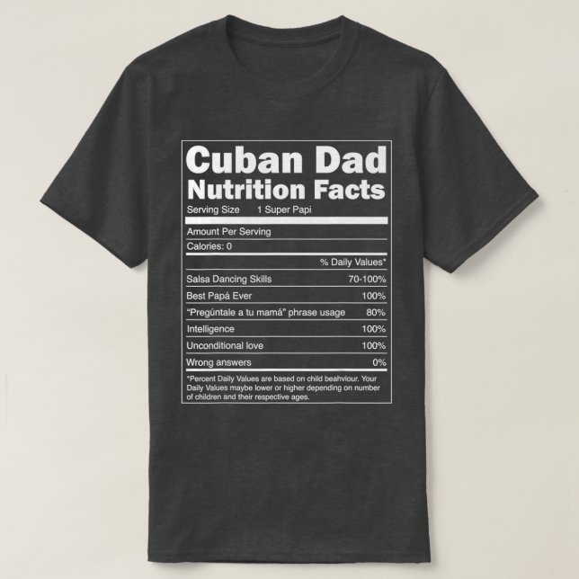 Manar Regalo para Pappa Nutrition Facts Funny Cuba T Shirt (Design framsida)
