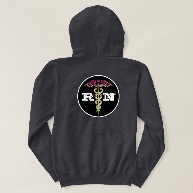 Manar Registed Nurse RN Caduceus Male Nursing Hoodie (Design baksida)