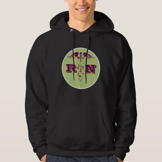 Manar Registrerad Nurse RN Medical Caduceus Symbol Hoodie (Framsida)