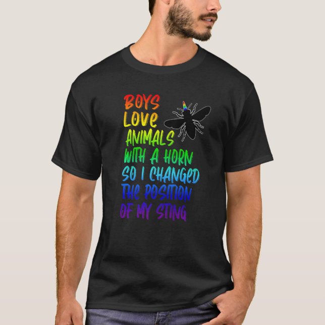 Manar Regnbåge Bee Proud Gay Boys Gay Biodlingsepe T Shirt (Framsida)