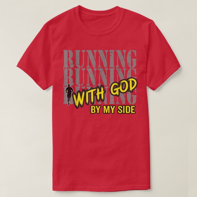 Manar Religiösa som driver Springa med Gud av T Shirt (Design framsida)