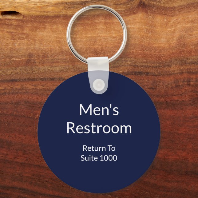 Manar Restroom Retto Suite Blue & White Text Nyckelring (Framsida)