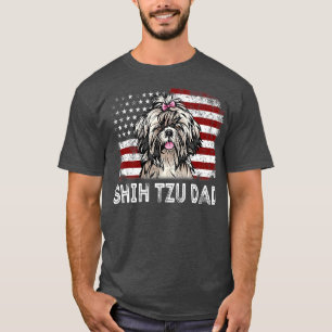 Manar Retro 4:e juli Shih Tzu Vintage Amerika T Shirt