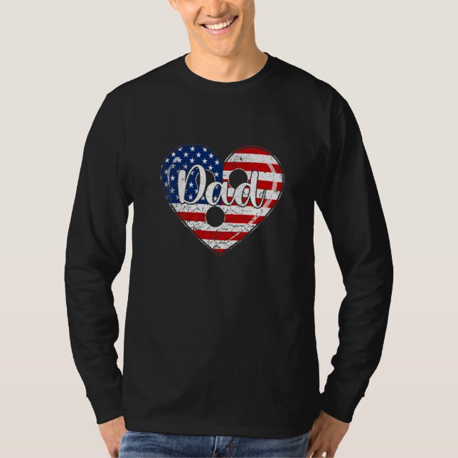 Manar Retro 4 juli Patriotic Bowling Pappa USA F T Shirt (Framsida)