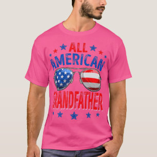 Manar Retro All American Grandfather American Flag T Shirt