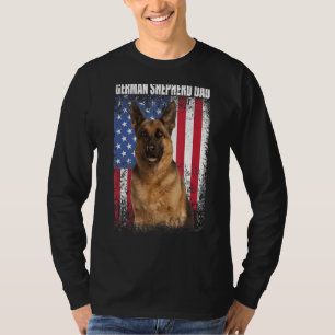 Manar Retro American Flagga German Shepherd Pappa T Shirt