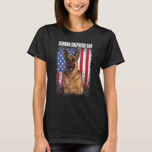 Manar Retro American Flagga German Shepherd Pappa T Shirt