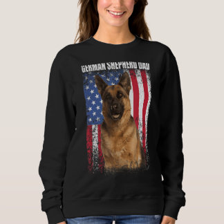 Manar Retro American Flagga German Shepherd Pappa  T Shirt