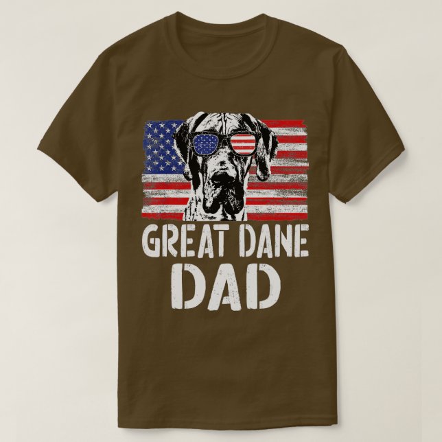 Manar Retro American Flagga Great dane Pappa Hund  T Shirt (Design framsida)