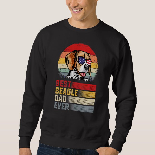 Manar Retro Best Beagle Pappa Alltid Fars dag Lång Ärmad Tröja (Framsida)