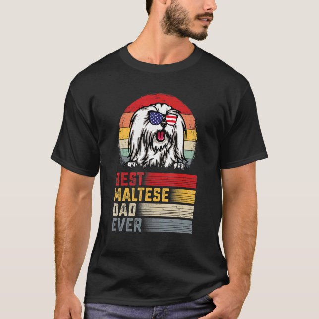 Manar Retro Best Maltese Pappa ever Fars dag T Shirt (Framsida)