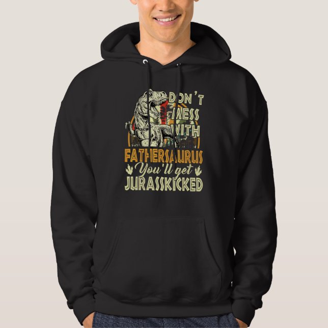 Manar Retro Far Rex Saurus Fars dag Christma Hoodie (Framsida)