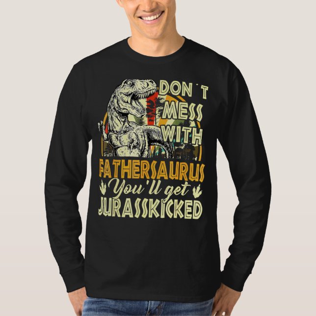 Manar Retro Far Rex Saurus Fars dag T Shirt (Framsida)