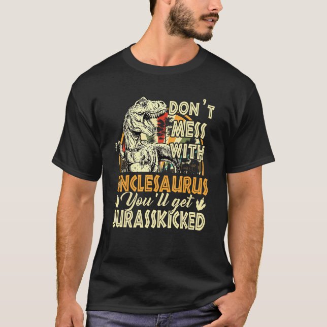 Manar Retro farbror Rex Saurus Fars dag jul T Shirt (Framsida)