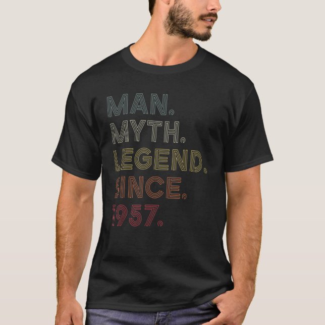 Manar Retro Färg Man Myth Legend sedan 1957 Birthd T Shirt (Framsida)