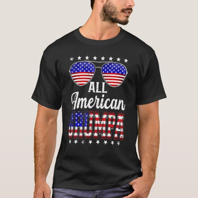 Manar Retro Fars dag All American Grumpa Us Fla T Shirt (Framsida)