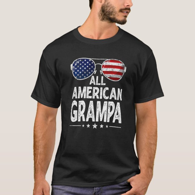 Manar Retro Fars dag-familjen Alla amerikanska Gra T Shirt (Framsida)