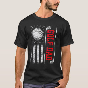 Manar Retro Golf Pappa American Flagga 4 juli Papp T Shirt