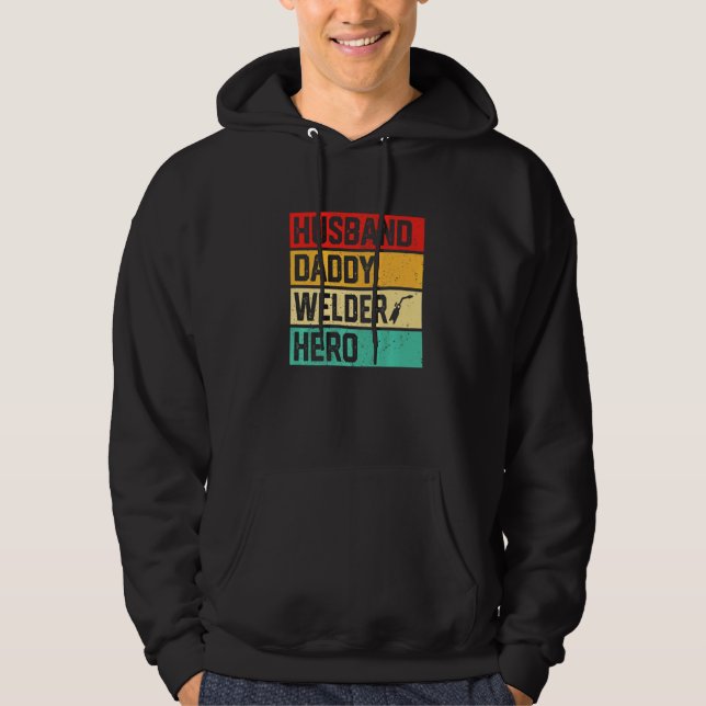 Manar Retro Make pappa Welder Hero Fars dag Hoodie (Framsida)