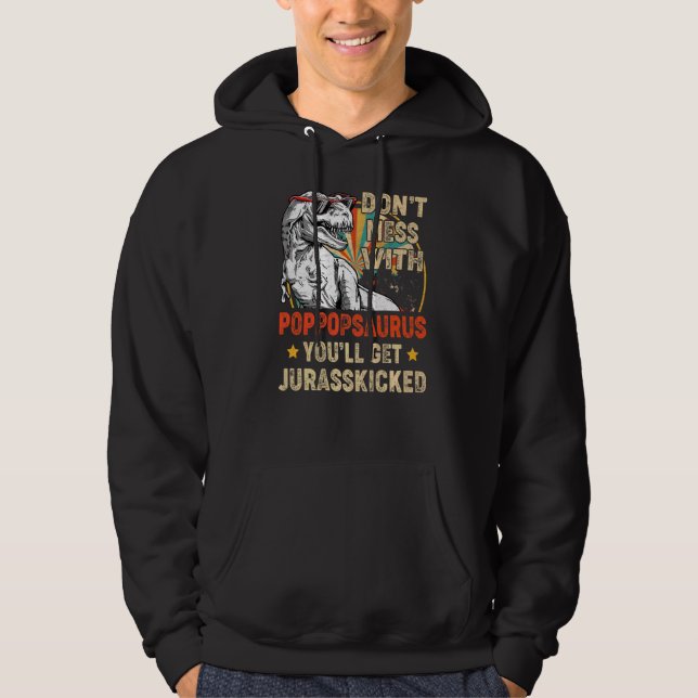 Manar Retro Pop Pop Rex Saurus Fars dag Christm Hoodie (Framsida)