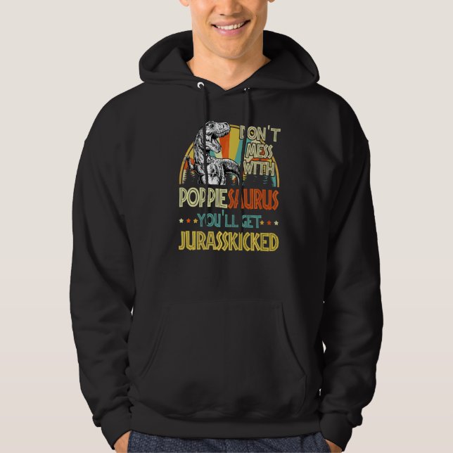 Manar Retro Poppiesaurus Dinosaur Rex Vintage Fath Hoodie (Framsida)