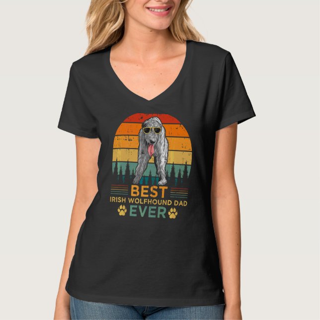 Manar Retro Stil Bästa irländska Wolfhound Pappa A T Shirt (Framsida)