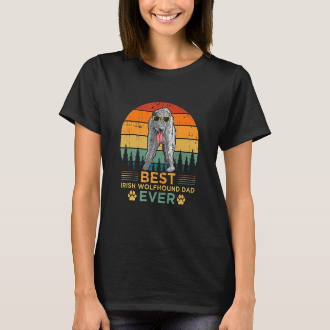 Manar Retro Stil Bästa irländska Wolfhound Pappa A T Shirt (Framsida)