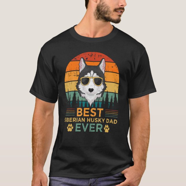Manar Retro Stil, bästa Siberian husky Pappa någon T Shirt (Framsida)