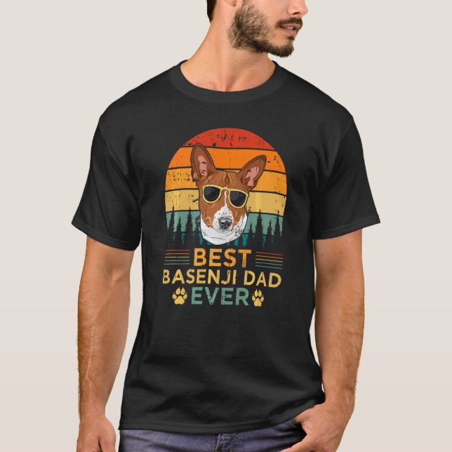 Manar Retro Stil Best Basenji Pappa Alltid Far Da T Shirt (Framsida)