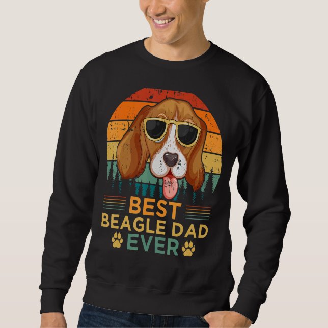 Manar Retro Stil Best Beagle Pappa Alltid Fars dag Lång Ärmad Tröja (Framsida)