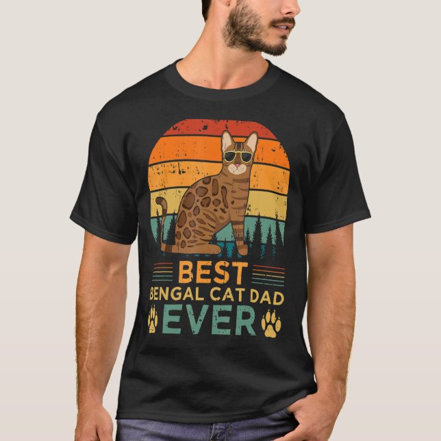 Manar Retro Stil Best Bengal Cat Pappa er Far T Shirt (Framsida)