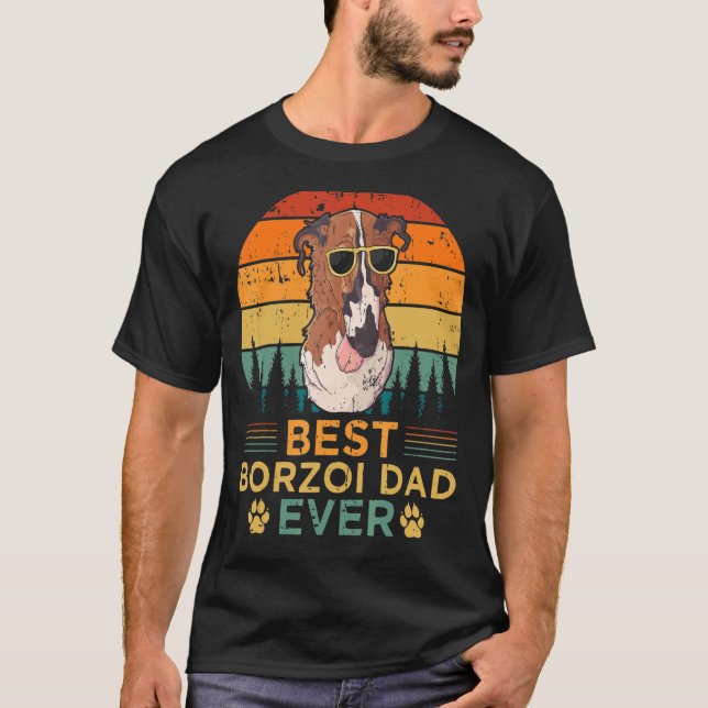 Manar Retro Stil Best Borzoi Pappa Alltid Fars dag T Shirt (Framsida)