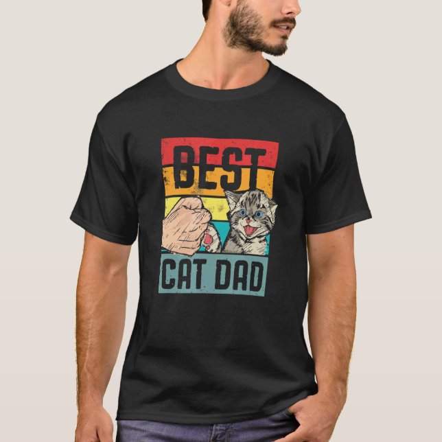 Manar Retro Stil Best Cat Pappa T Shirt (Framsida)
