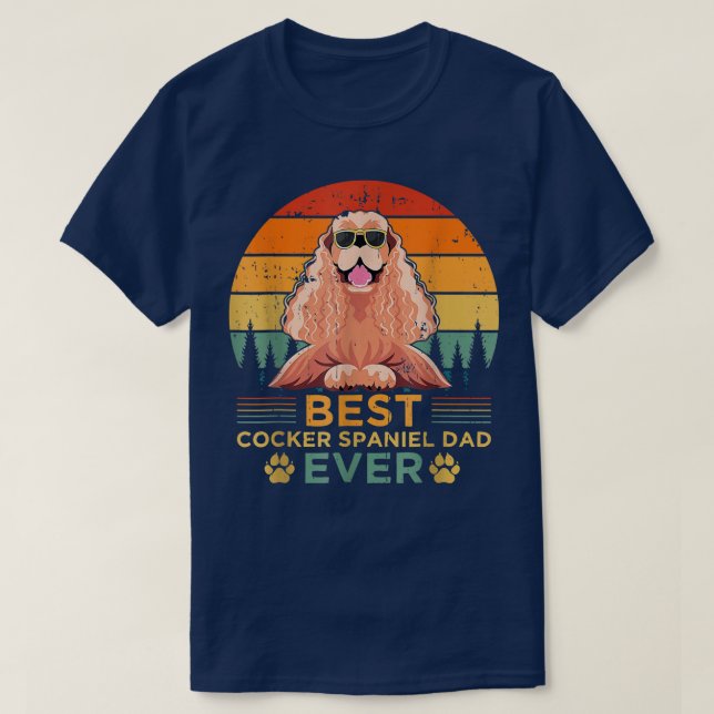 Manar Retro Stil Best Cocker Spain Pappa någonsin  T Shirt (Design framsida)