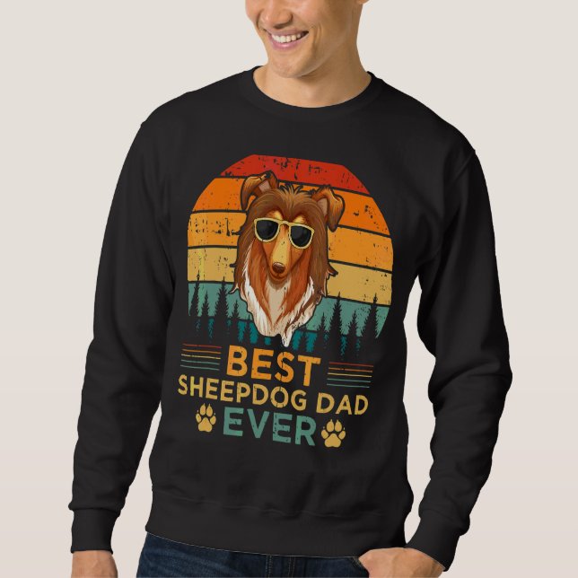Manar Retro Stil Best Sheepdog Pappa hela Far Lång Ärmad Tröja (Framsida)