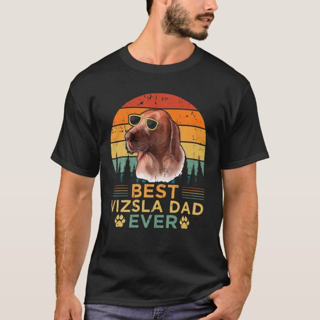 Manar Retro Stil Best Vizsla Pappa Aldrig Fars dag T Shirt (Framsida)