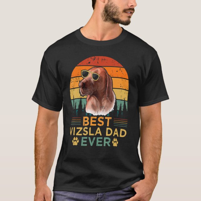 Manar Retro Stil Best Vizsla Pappa Aldrig Fars dag T Shirt (Framsida)