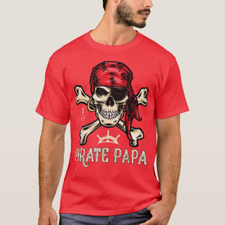 Manar Retro Stil Skull Skeleton Pirat Pappa Far T Shirt