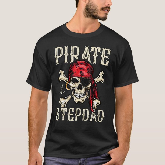 Manar Retro Stil Skull Skeleton Pirat Stepdad Tjoc T Shirt (Framsida)