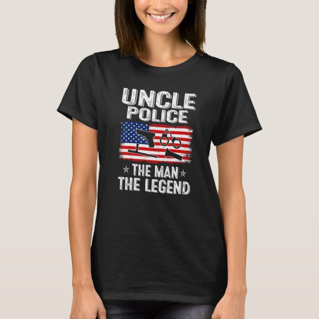 Manar Retro Us Fars dag farbror Police, L. T Shirt (Framsida)