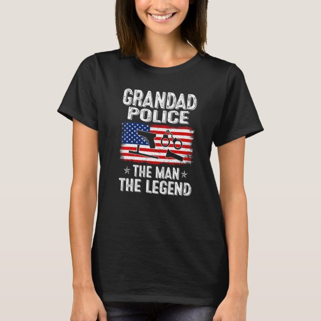 Manar Retro Us Flagga Farad Police Fars dag T Shirt (Framsida)
