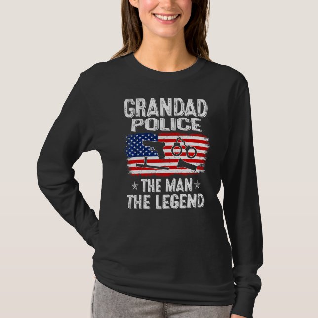 Manar Retro Us Flagga Farad Police Fars dag T Shirt (Framsida)