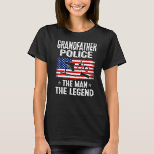 Manar Retro Us Flagga Farfar Police Fars dag T Shirt