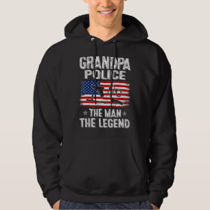Manar Retro Us Flagga Fars dag Grandpa Police Hoodie