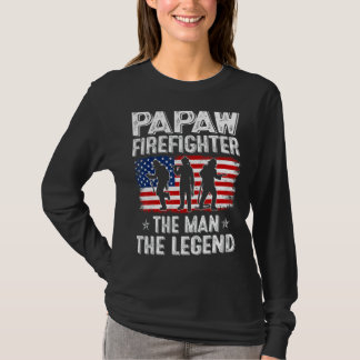 Manar Retro Us Flagga Fars dag Papaw Firefighter T Shirt